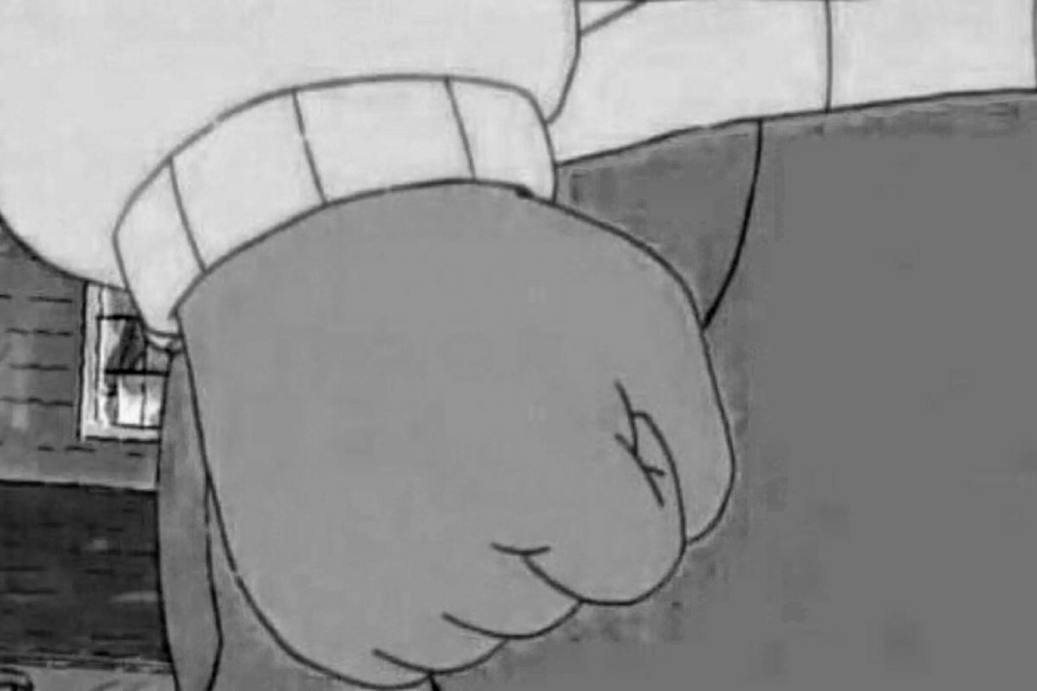 The furious, clenched fist of Arthur from hit kids tv-show Arthur.
